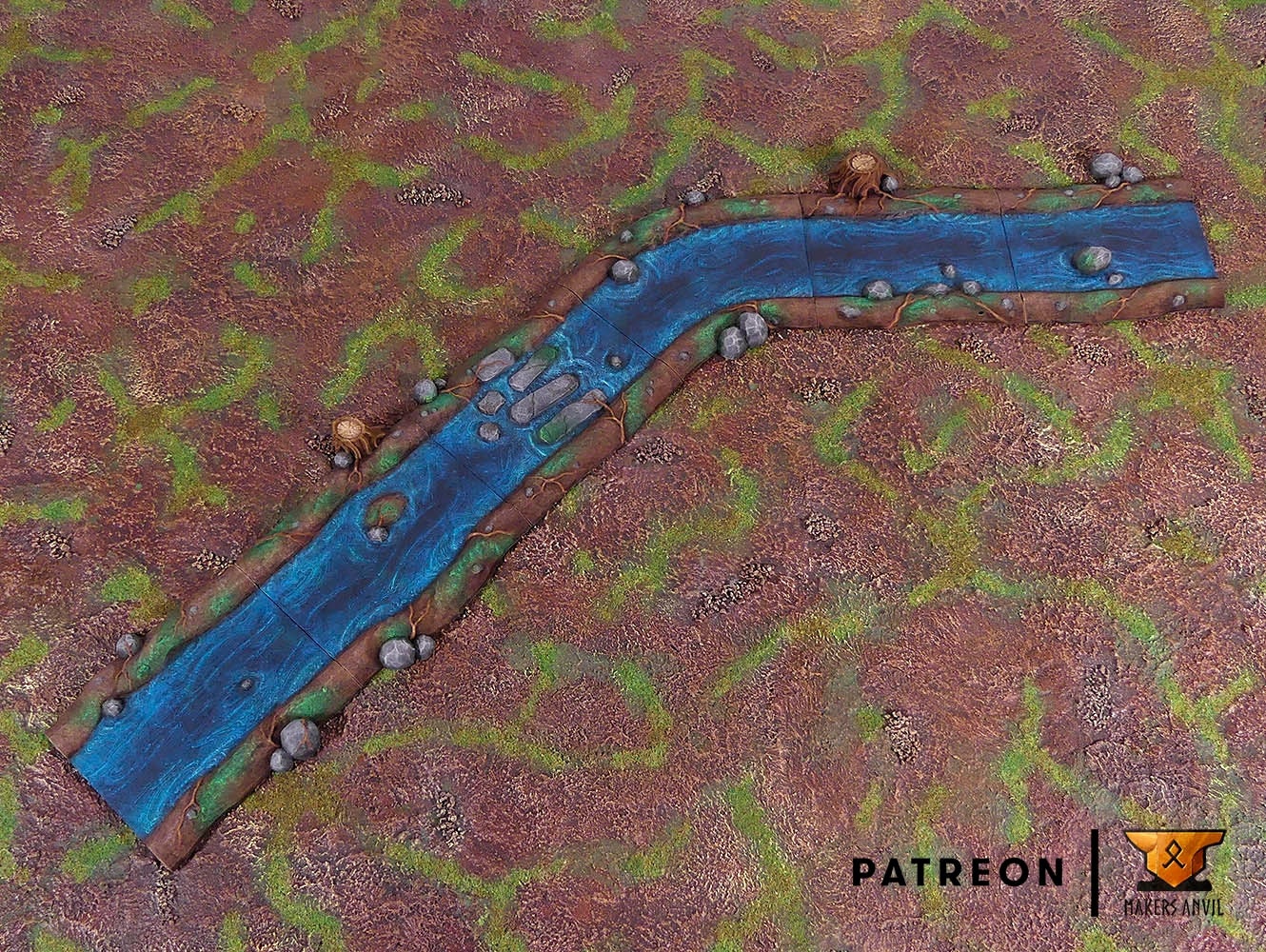 River set 6 pieces Modular - 3d Printed Scenery for wargames wargaming 28mm 32mm 35mm