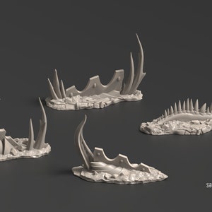 Obstacle set of 4 - Belkartam Sacrusmundus Grim Futuristic Dark Elf - 3d Printed Scenery for wargames wargaming 28mm 32mm 35mm