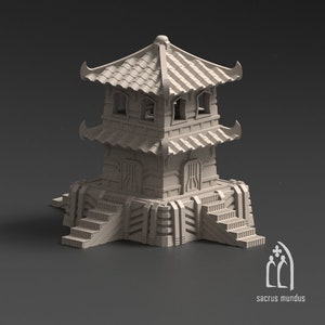 Torre pagoda Lontan cinese giapponese edificio futuro - Scenario stampato in 3D per wargame wargaming 28mm 32mm 35mm