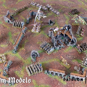 Kleine Ruinenstadt im Maßstab 10 mm – 3D-gedruckte Szenerie für Kriegsspiele, Wargaming 10 mm