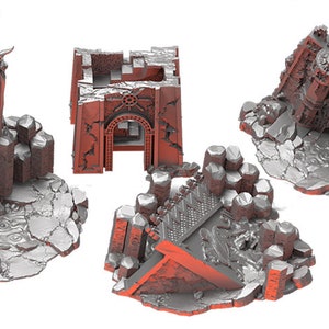 Ruinen Gelände Set Magmhôrim Chaotic Dwarf Fire - 3D Gedruckte Szenerie für Wargames Wargaming 28mm 32mm 35mm