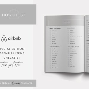 Airbnb Essential House Items Checklist Template made in Canva | Airbnb Printable Checklist | VRBO |