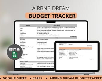 Airbnb Dream Budget Tracker - Google Spreadsheet Excel Budget Template