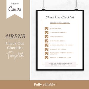Szablon znaku listy kontrolnej dla gości Airbnb wykonany w Canva | Znak do druku Airbnb