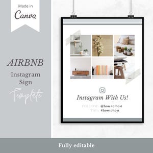 Airbnb Guest Instagram Sign Template made in Canva | Airbnb Printable Sign