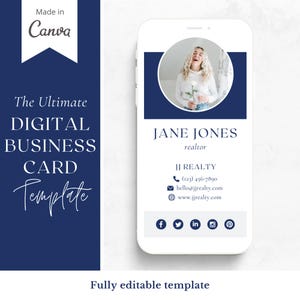Digital Business Card Template made in Canva | Real Estate Agent business card design| Digital Business Card Template Design