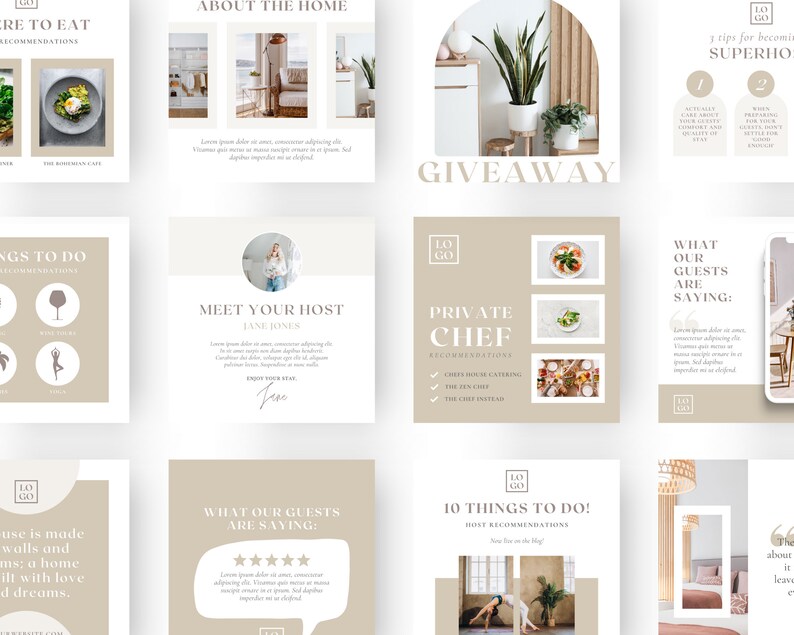 The Ultimate Airbnb Hosting Social Media Bundle Template made in Canva Instagram Posts Airbnb Instagram Feed image 3