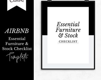 Complete Airbnb Setup Checklist - Furniture & Essentials for the Perfect Short-Term Rental | Canva Template | No Design Skills Needed