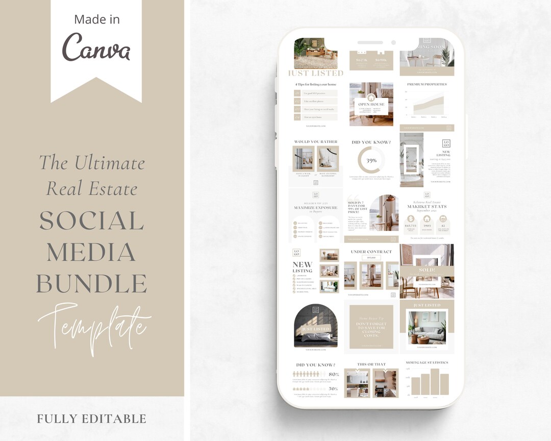 The Ultimate Real Estate Social Media Bundle Template Made in Canva ...