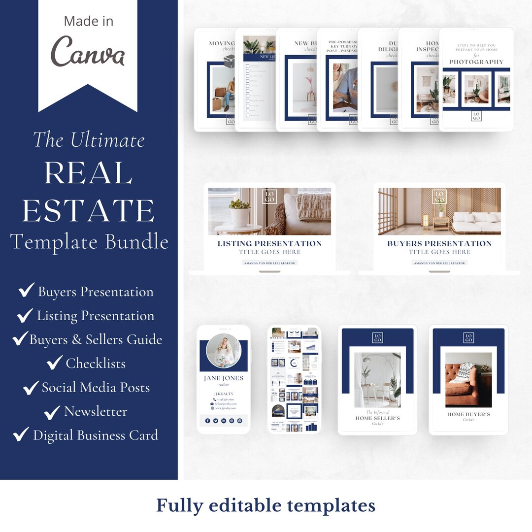 The Ultimate Real Estate Bundle Template Made in Canva | Realtor ...