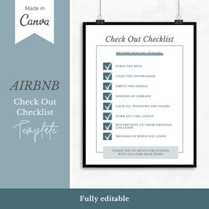 Szablon znaku listy kontrolnej dla gości Airbnb wykonany w Canva | Znak do druku Airbnb