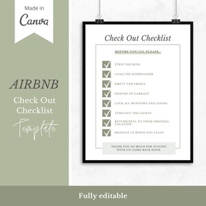 Szablon znaku listy kontrolnej dla gości Airbnb wykonany w Canva | Znak do druku Airbnb