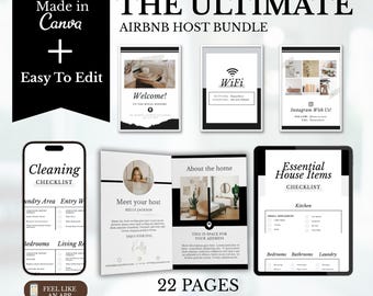Airbnb Host Bundle - Airbnb Welcome Book Canva Template