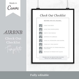 Szablon znaku listy kontrolnej dla gości Airbnb wykonany w Canva | Znak do druku Airbnb