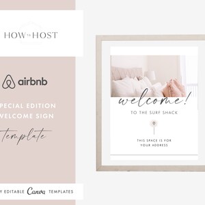 Airbnb Guest Welcome Sign Template made in Canva | Airbnb Printable Sign | VRBO | Printable Sign