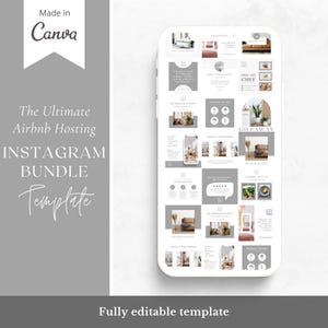 The Ultimate Airbnb Hosting Social Media Bundle Template made in Canva | Instagram Posts | Airbnb Instagram Feed