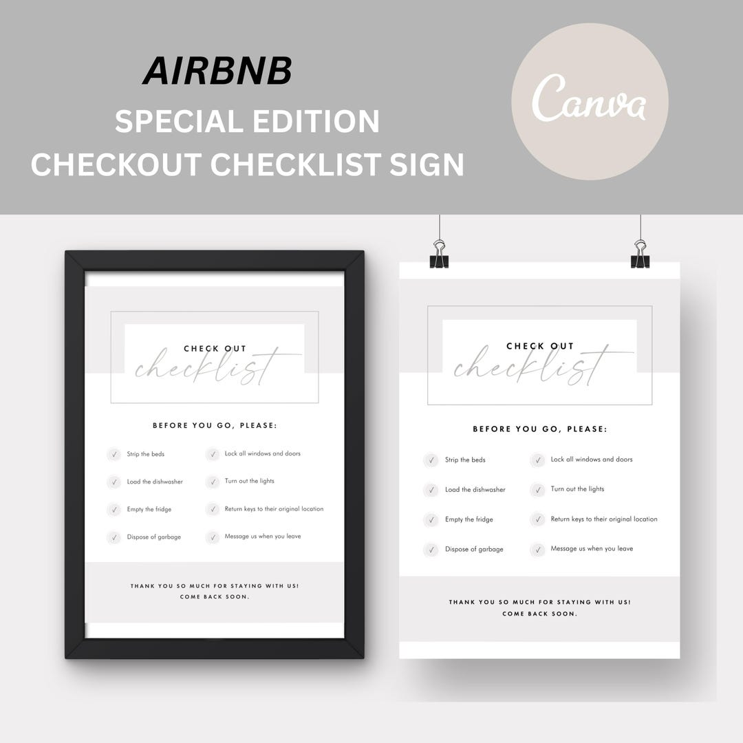 Airbnb Checkout Checklist Sign Template - Short Term Rental - Etsy Canada