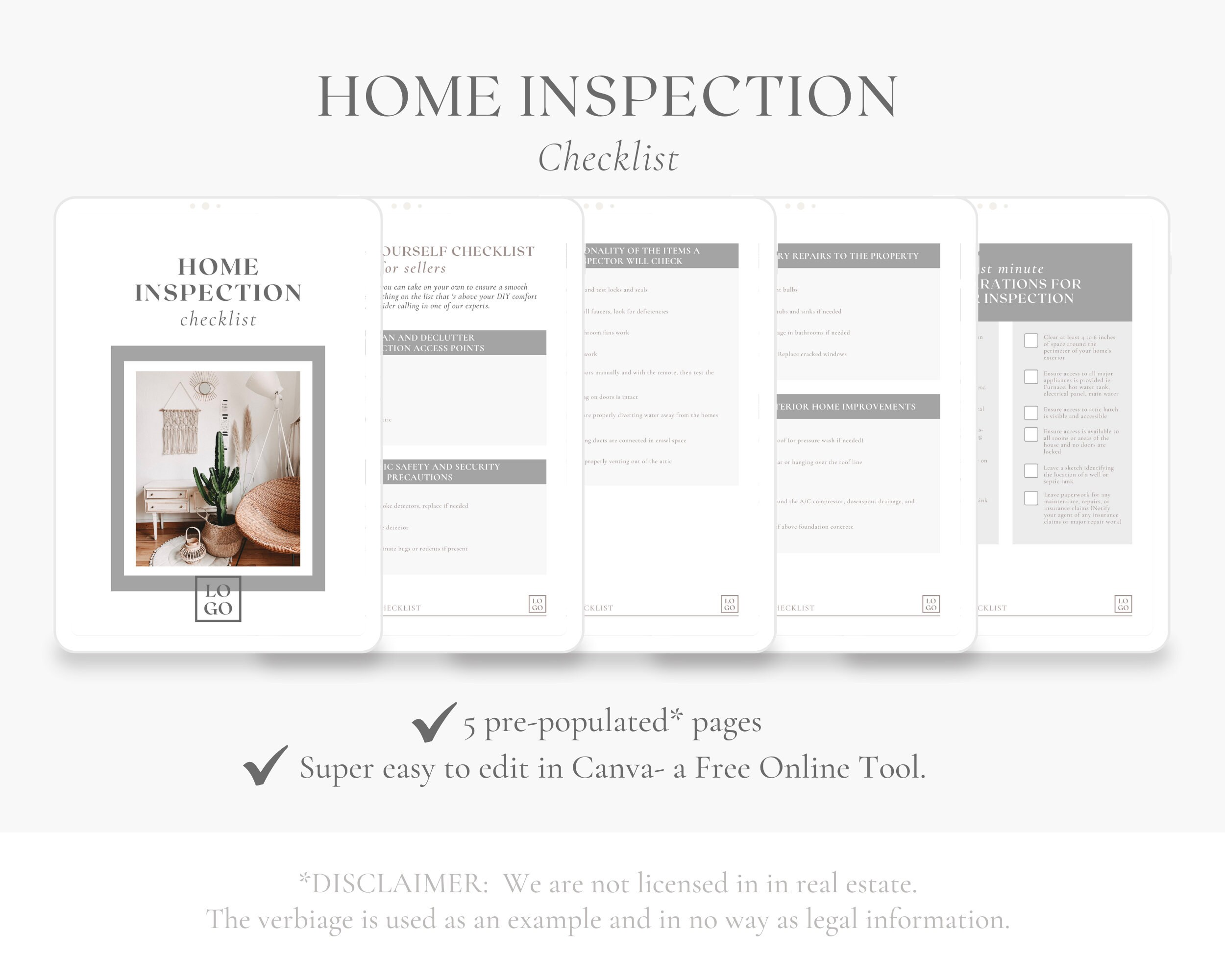 The Ultimate Real Estate Checklist Bundle Template Made in Canva ...