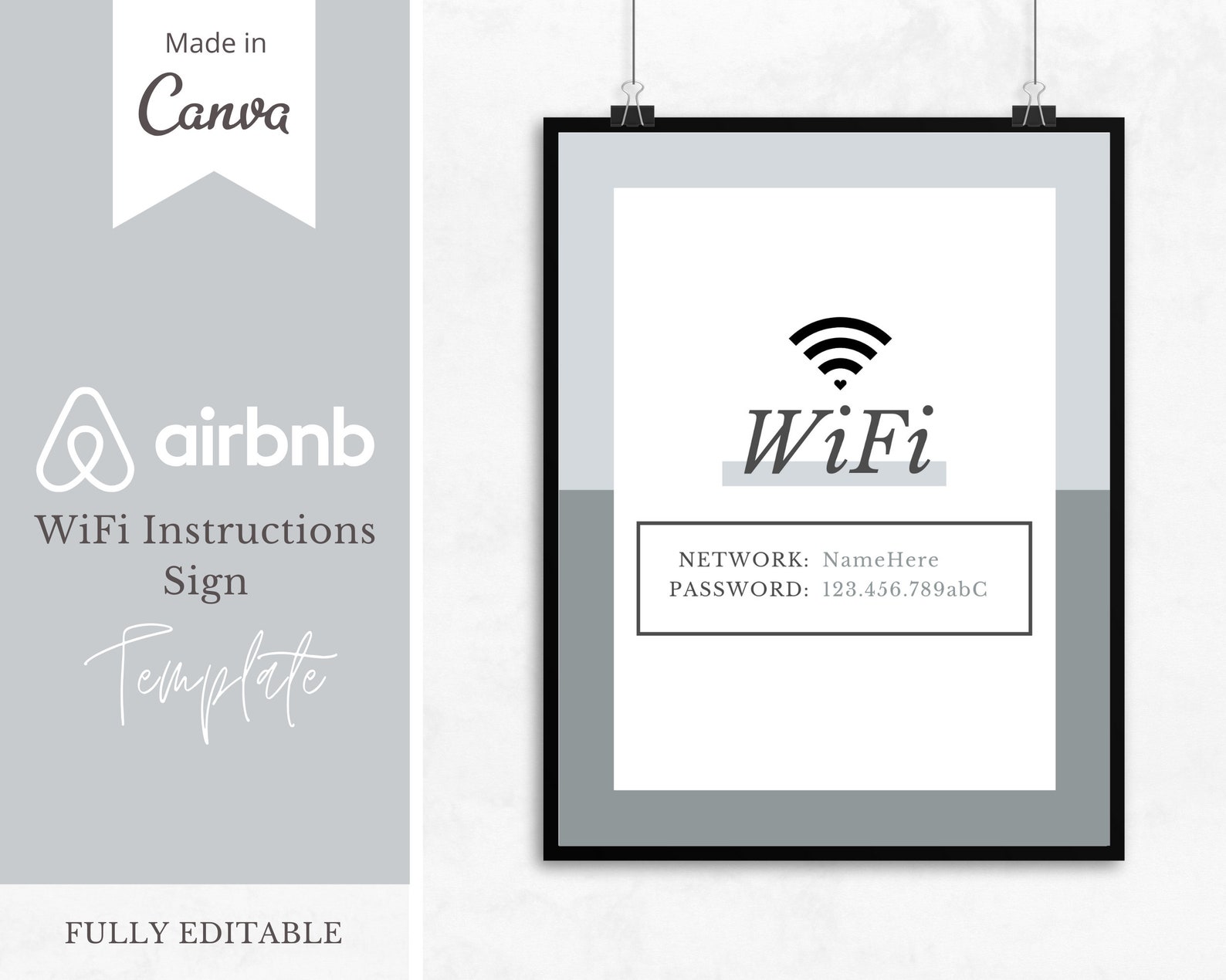 Airbnb Guest Wifi Instructions Sign Template Made in Canva Etsy