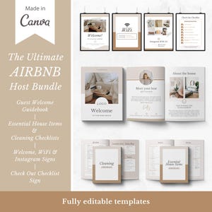 Plantilla de libro de visitas de Airbnb / Paquete para anfitriones de Airbnb / Carta de bienvenida de Airbnb / Libro de bienvenida / Plantilla de Canva / Impresiones para invitados / Airbnb / VRBO