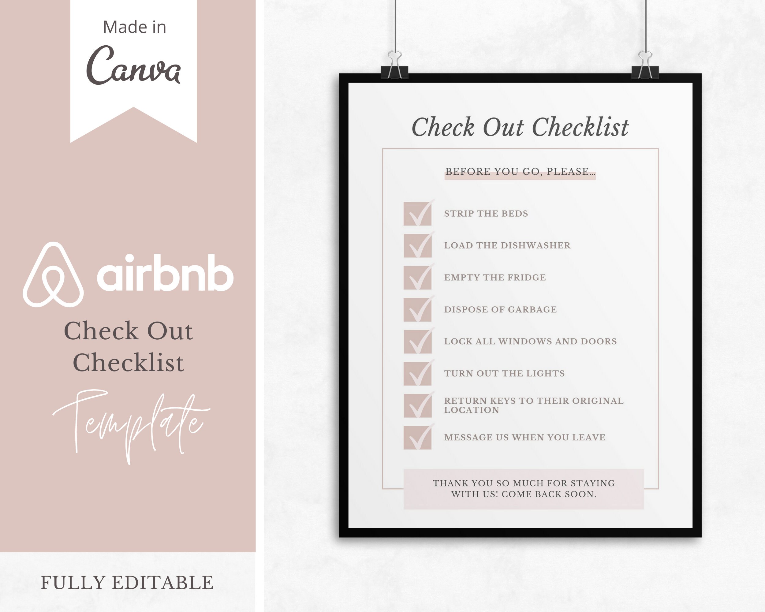 Airbnb Guest Check Out Checklist Sign Template Made in Canva Etsy Canada