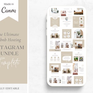 The Ultimate Airbnb Hosting Social Media Bundle Template made in Canva Instagram Posts Airbnb Instagram Feed image 1