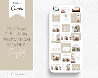 The Ultimate Airbnb Hosting Social Media Bundle Template made in Canva | Instagram Posts | Airbnb Instagram Feed