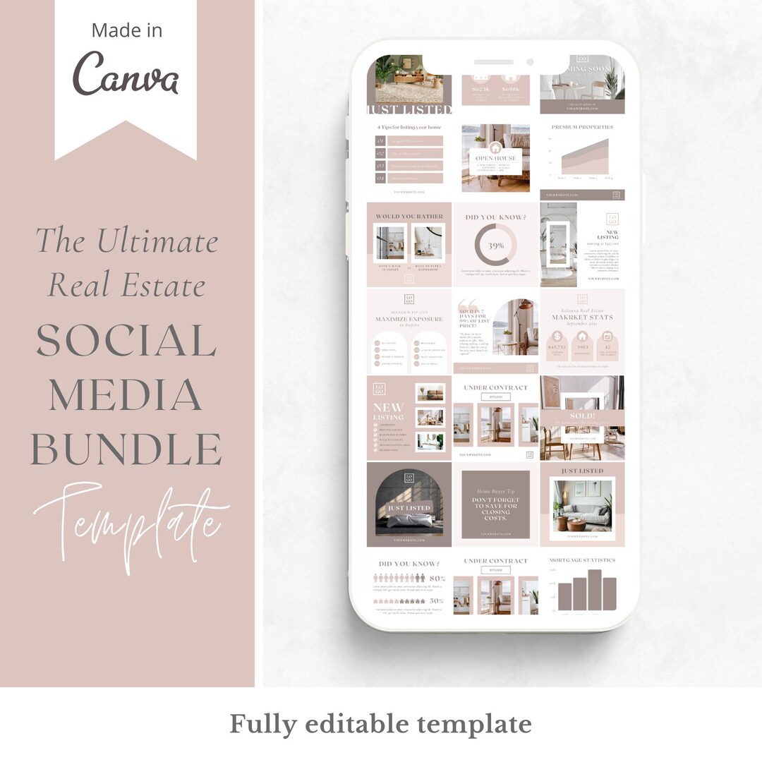 The Ultimate Real Estate Social Media Bundle Template Made in Canva ...