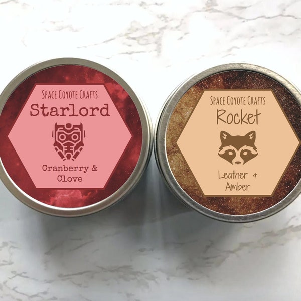 Guardians of the Galaxy Candle Set // 4 Ounce Soy Candle - Starlord Candle - Marvel Candle - Nerdy Mothers Day Candle - Superhero Candle