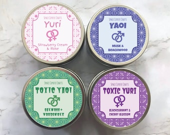 Juego de velas de soja de 4 onzas con temática de yaoi y yuri tóxico