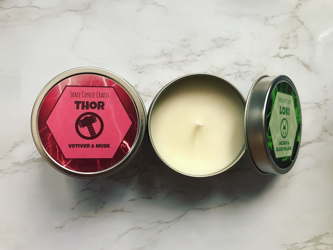 Thor &Loki Set // 4 oz Soy Candle Marvel Candle Fandom Etsy