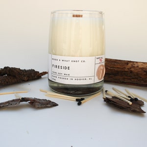 Fireside soy candle / wood wick candles / soy candle/ fireside / gifts for friend / 8oz soy candle / jar candle