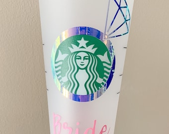 Starbucks Cup For Bride To Be/Reusable Cup For Best Friend/Engagement Gift/Gift For Ice Coffee Lover