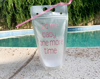 Drink Pouches With Straw/ Personalized Pouches/Party Favors/Gift For Friend/Gift For Bestie/ Pool Party Favors/ Pool Party Gifts
