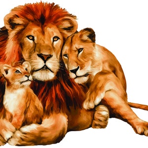 Lion Family SVG File & Clipart SVG lion,Cut Files for Cricut, Silhouette Cameo ,Lion Family png,lion Ai,Cartoon,Lion Family wall art,Vector