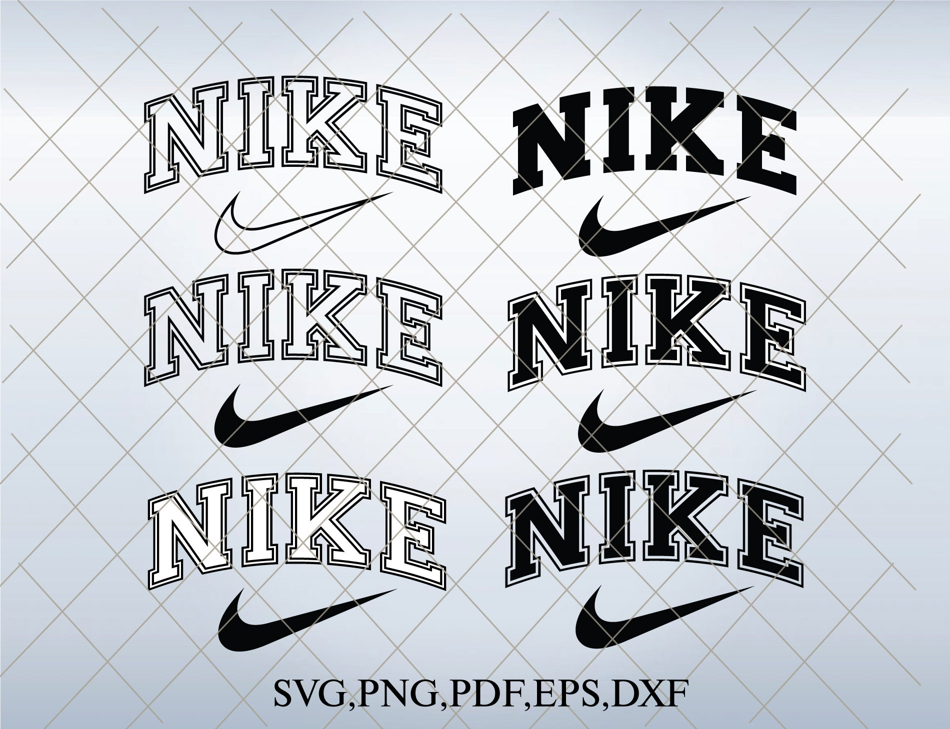 Nike Double Vintage Outline Logo Nike Swoosh Bundle Design Etsy