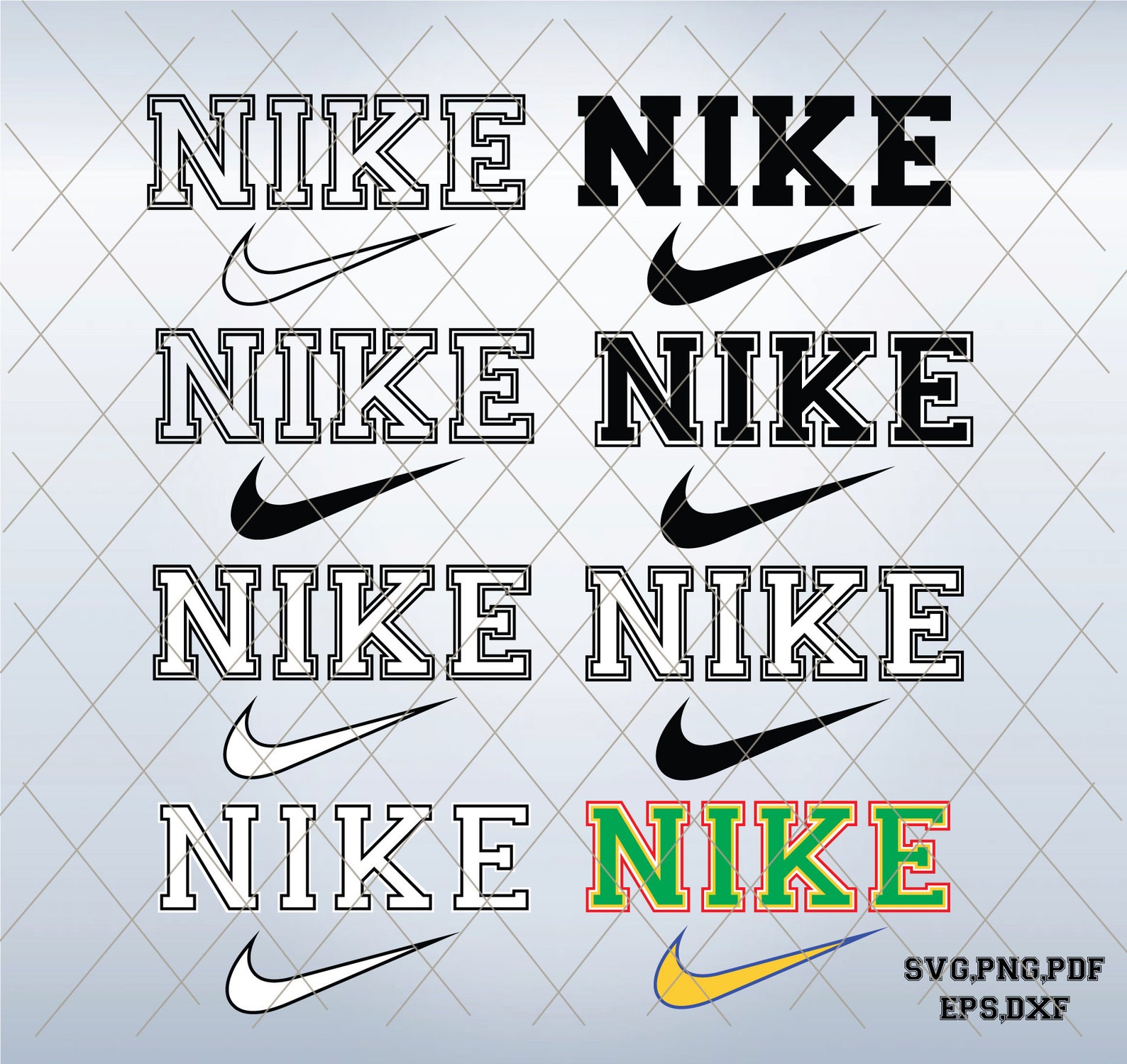 Nike Double Vintage Outline Logo Nike Swoosh Bundle Design | Etsy