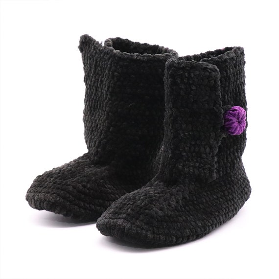 Black slipper boots womens best sale