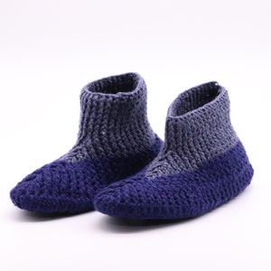 Blauwe gebreide pantoffels sokken/dames pantoffels/dames pantoffel laarzen/slipper laarzen/slippers/slippers voor vrouwen/gehaakte wollen pantoffels