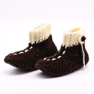 Brown&Beige knitted slippers socks/womens slippers/womens slipper boots/slipper boots/slippers /slippers for women/crochet wool slippers