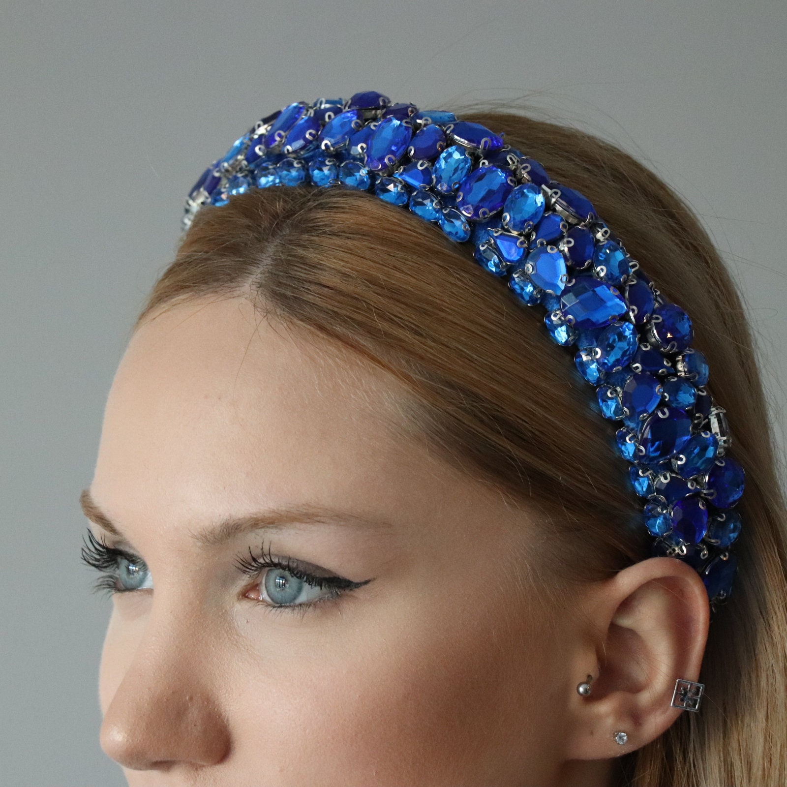 Blue Crystal Crown / Headbands / Wedding Hair Accessories 