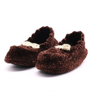 Brown knitted slippers socks/womens slippers/womens slipper boots/slipper boots/slippers/slippers for women/crochet wool slippers