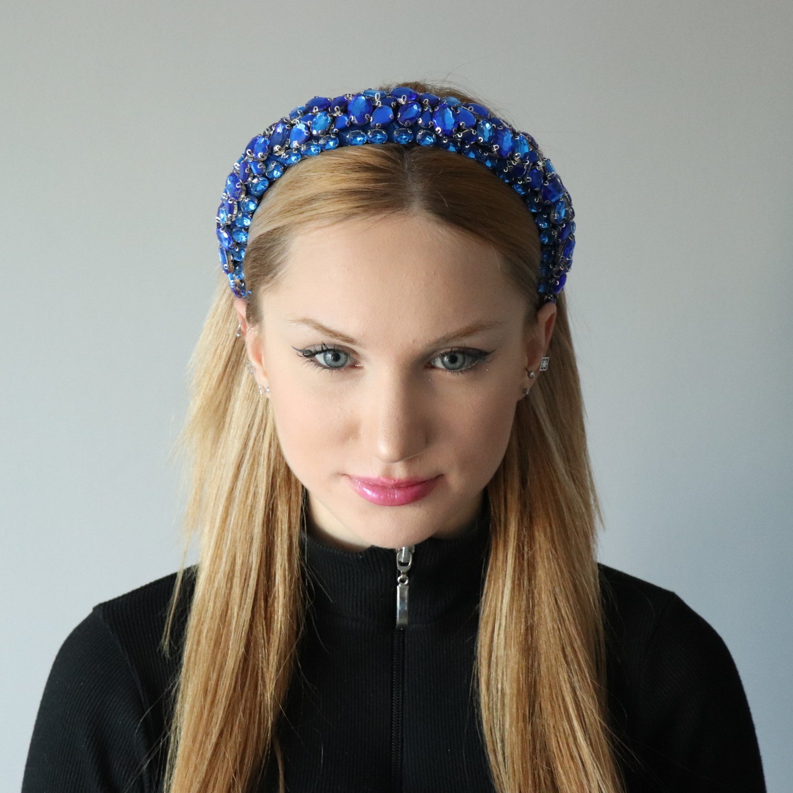 Blue Bow Hairband with Silver Crystal Logo main image 0