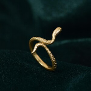 Gold Plated Snake Wrap Ring Adjustable Serpent Design for Bold Style