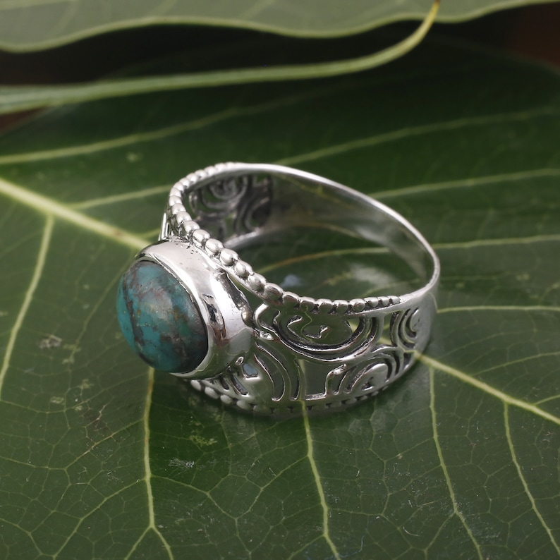 Stacking ring Boho Ring | 925 Sterling Silver Ring |Ring for man and woman ring Handmade Silver Ring Azurite Gemstone ring