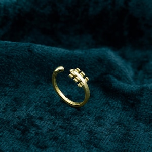 Brass Band Ring, Geometric Ring, Adjustable Brass Ring