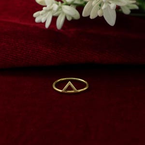 Dainty Brass Triangle Ring, Minimalist Gold-Tone Ring, Geometric Jewelry, Everyday Boho Ring