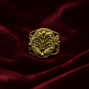Brass Floral Vine Poison Box Ring – Vintage Hidden Compartment Locket Ring – Gothic Boho Nature Secret Stash Jewelry for Men & Women