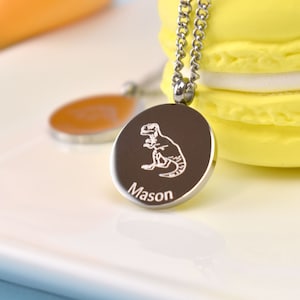 Little Boy Necklaces, Kids Necklace, Baby Personalized Necklace, Children Jewelry, Personalized Name Necklace for kids, Dinosaurs Necklace