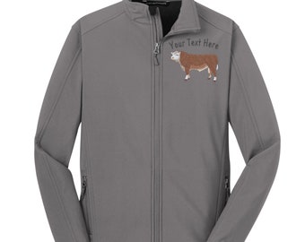 Hereford Farm Name Custom Embroidery Duck Brown or Black Soft Shell Jacket,           Interested in Back Embroidery?   Message Aunt LuLu